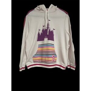 DISNEY  RETRO STRIPED CASTLE HOODIE RAINBOW SLEEVES 1X